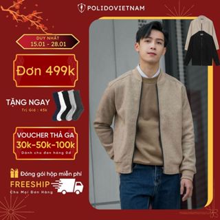 Áo khoác bomber nam POLIDO basic chất dạ cao cấp ấm áp giữ nhiệt tốt dáng slim fit