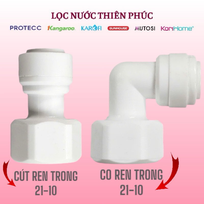 CÚT NỐI REN TRONG 21-10 ⚡️ XẢ KHO ⚡️ - CÚT THẲNG REN TRONG 21 RA ỐNG 10 - CO CÚT LỌC NƯỚC