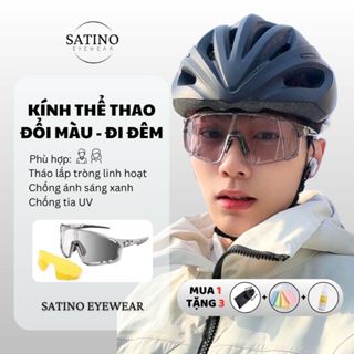 Kính đổi màu đi đêm SATINO kính bảo hộ đi đường chống bụi uv bảo vệ mắt cho người đi xe đạp xe máy kính thể thao F1