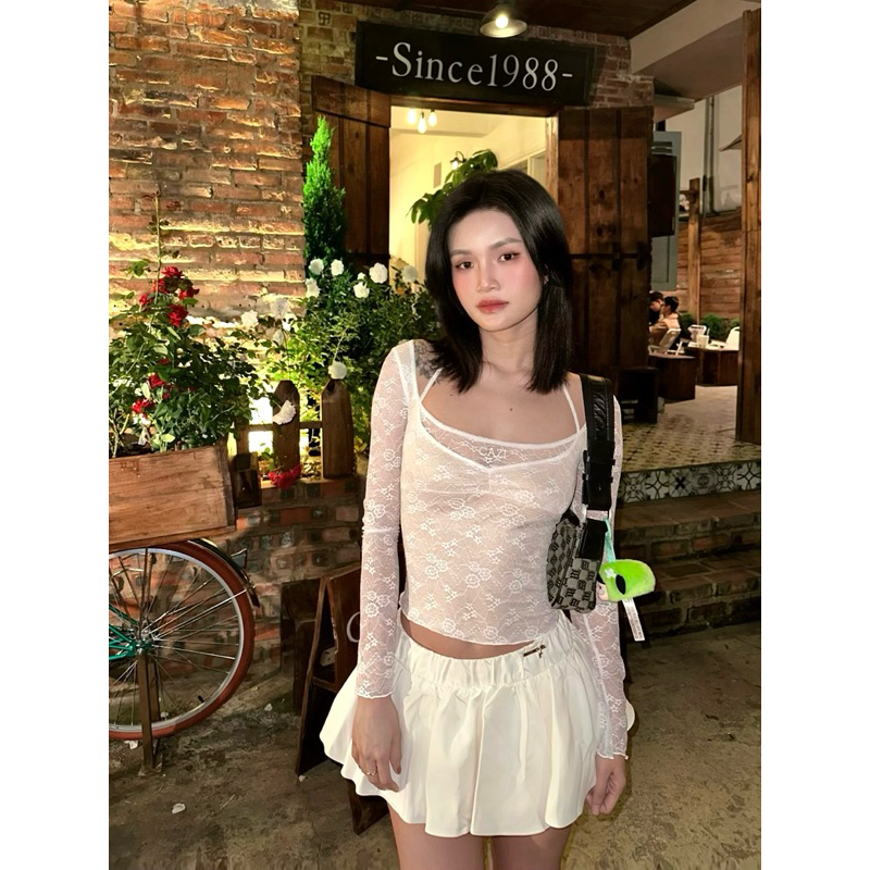 Chân Váy & Áo Ren Tay Dài Cazi Brand