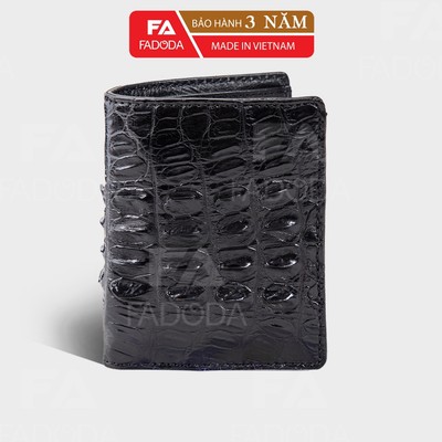 Ví da cá sấu thật Fadoda màu đen làm từ da đuôi cá sấu dạng đứng sang trọng cho phái mạnh- FCW01D