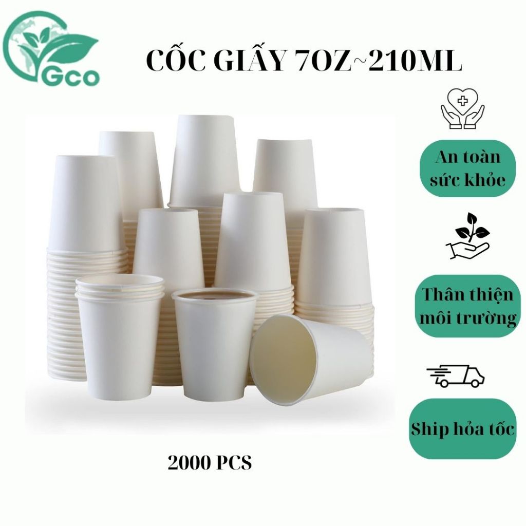 2000 cốc 7oz~210ml Dùng 1 Lần Cho Văn Phòng, Trường Học, Bệnh Viện