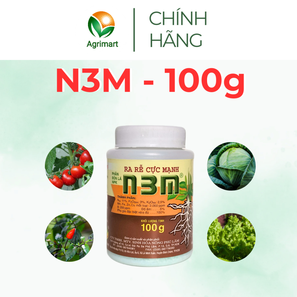 Phân bón N3M Ra rễ cực mạnh Kích hạt nảy mầm Phục hồi bộ rễ Cây khỏe Lá xanh 100gr