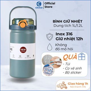 Bình nước giữ nhiệt có ống hút, ly giữ nhiệt 1000ml không đổ mồ hôi, lõi inox 316 cao cấp, giữ nhiệt nóng lạnh 12-24h
