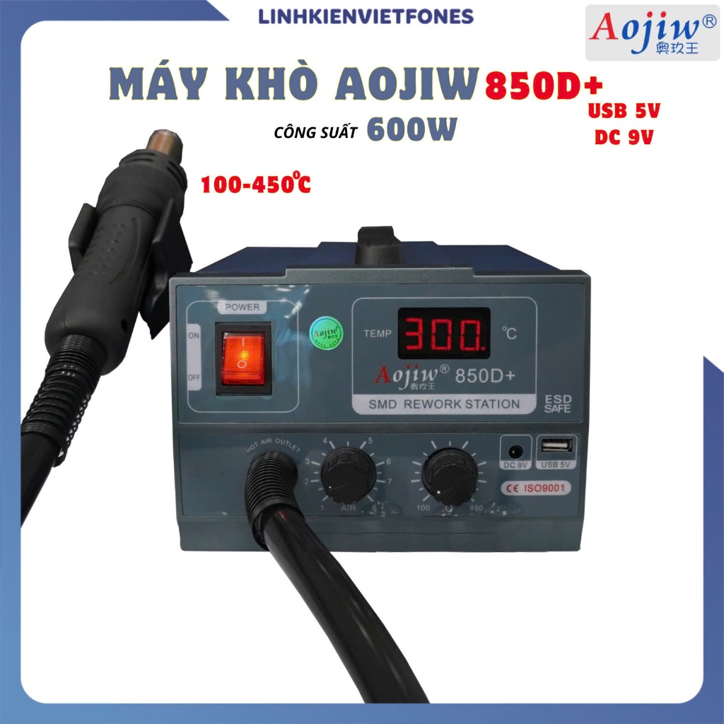 Máy Khò Aojiw 850D+ ( hổ trợ DC9v , Cổng USB 5v )
