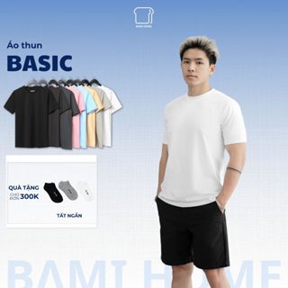 Áo thun trơn nam cao cấp BAMIHOME áo thun cổ tròn basic form vừa vặn, năng động thoải mái ATS01