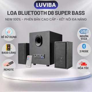 Loa bluetooth máy tính D88 bass mạnh, loa máy vi tính pc laptop điện thoại để bàn có dây LUVIBA