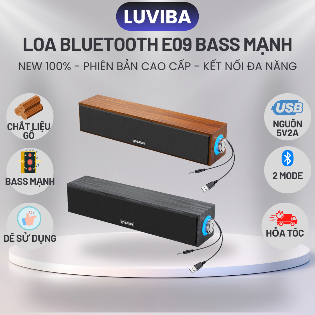 Loa máy tính vi tính bass mạnh để bàn, loa nghe nhạc mini pc laptop điện thoại tivi LUVIBA E09