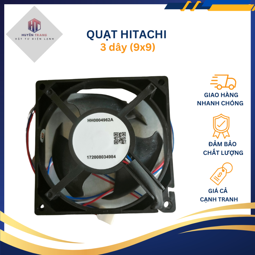 Quạt tủ lạnh Hitachi 9x9 DC 12V 0,09A , 3 pha - 3 dây - Quạt tủ lạnh Hitachi hãng 3 dây