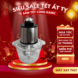 Máy Xay Thịt Đa Năng Công Suất Lớn 300W KANIC Cối Thủy Tinh Kèm 4 Lưỡi Dao Siêu Sắc Bén, 3 Nấc Điều Chỉnh