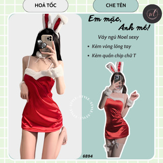  Đầm Váy Ngủ Noel Váy Nhung Nữ Cosplay Sexy Gợi Cảm Set Đồ Noel Cosplay 