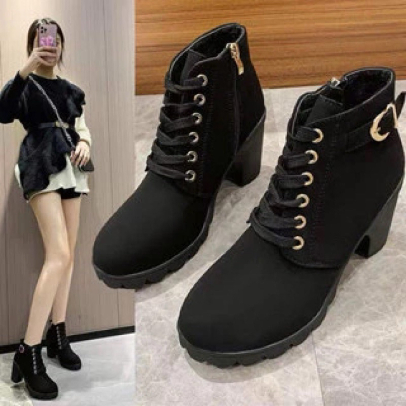 annashop sẵn Bốt Cao Gót 7 phân khóa kéo Thời Trang