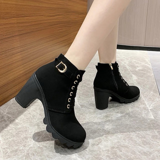 annashop sẵn Bốt Cao Gót 7 phân khóa kéo Thời Trang
