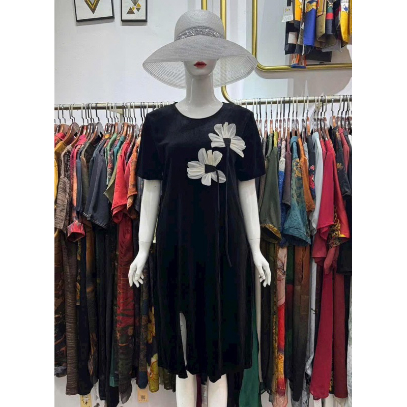 ĐẦM NHUNG GIẤU BỤNG ĐÍNH HOA TRẺ TRUNG BV288