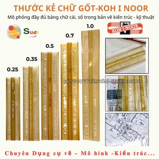 Thước chữ 0.25mm / 0.35mm / 0.5mm / 0.7mm và thước chữ bộ, thước gốt chữ koh-i-noor