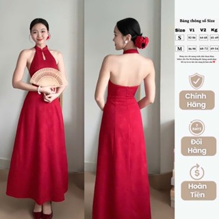  Đầm Cổ Yếm Dáng Dài Dập Hoa Nổi Hở Lưng Sang Chảnh Đầm Thiết Kế 