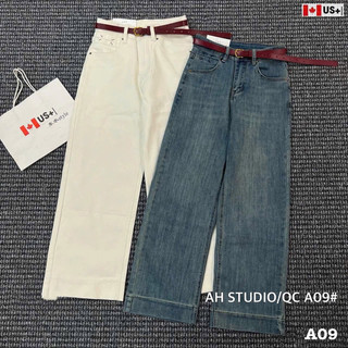 Quần jean nấm co dãn 90cm kèm đai đỏ tôn dáng