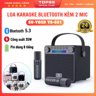 Loa karaoke - Loa bluetooth SU-YOSD YS-601 kèm 2 mic không dây bass siêu khỏe, míc ấm