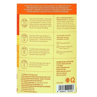 Sữa bột Optimum Gold số 1 800g mẫu mới