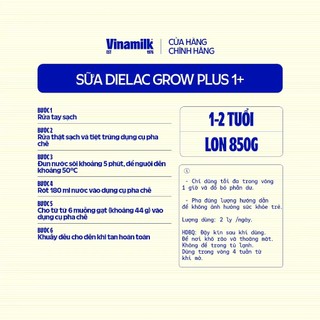 [HSD T10-2027] [Có Tích Điểm] Sữa Bột Dielac Grow Plus 1+ HT 850g (Sữa Non).
