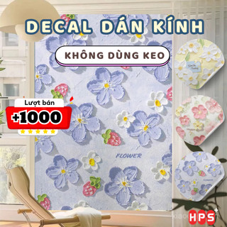 Decal dán kính cửa sổ 3D chống nắng họa tiết dễ thương không dùng keo, Giấy dán kính chống nhìn trộm, chống nước, bụi