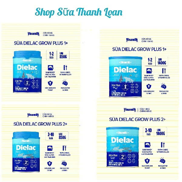 [HSD T5-2028] Sữa Bột Dielac Grow Plus 1+/ 2+/ 110ml/ 180ml HT 850g/ 1400g (Sữa Non).