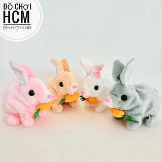   BIẾT ĐI  Đồ chơi chú Thỏ con ngậm cà rốt chạy pin có tiếng kêu thú nhồi bông Thỏ bông pin cho bé yêu động vật 