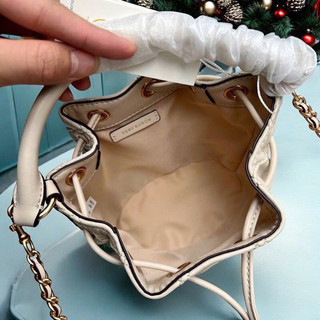 Túi bucket nữ da thật trần ô xinh xắn