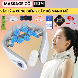 Máy Massage Cổ Vai Gáy 8D App Mihome 8 Đầu Chườm Ấm, Matxa Cổ Rung Vật Lý Kèm Xung Điện 9 Cấp