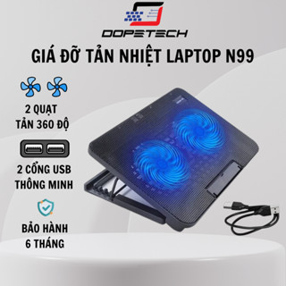 Đế tản nhiệt laptop máy tính bảng macbook DOPETECH làm mát nhanh đèn led gaming quạt chống ồn TN99