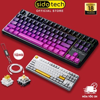  Bàn phím cơ không dây SIDOTECH K87 gaming bluetooth 3 mode hotswap 5 pin mạch xuôi led RGB có app PBT ninja gradient MDA 