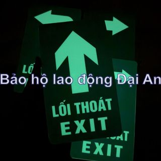 Decal dán chỉ dẫn lối thoát hiểm exit dạ quang dán nền nhám (28x16cm)