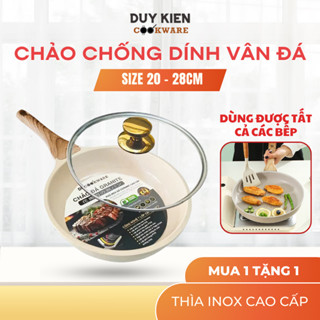[HỎA TỐC HCM] Chảo đá chống dính DuyKien, chảo bếp từ, vân đá cao cấp, chảo có nắp 20cm 24cm 28cm dùng cho mọi loại bếp