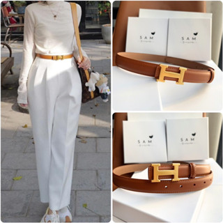 Thắt lưng nữ chữ H cao cấp bản 2.5cm màu nâu