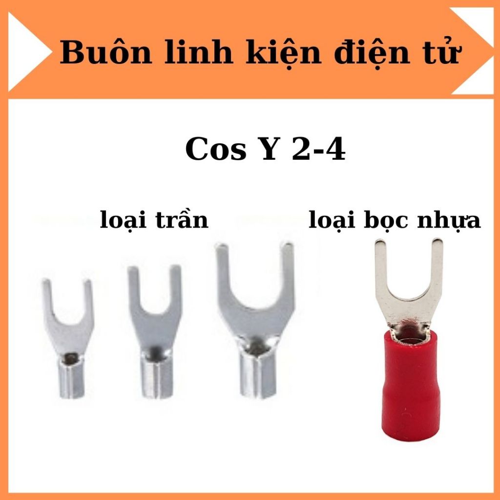 [100 Chiếc] Đầu cos chữ y2-4, Cos y, SV2-4, đầu cos chữ y, cosy, đầu cos phù hợp với dây điện 1.5-2.