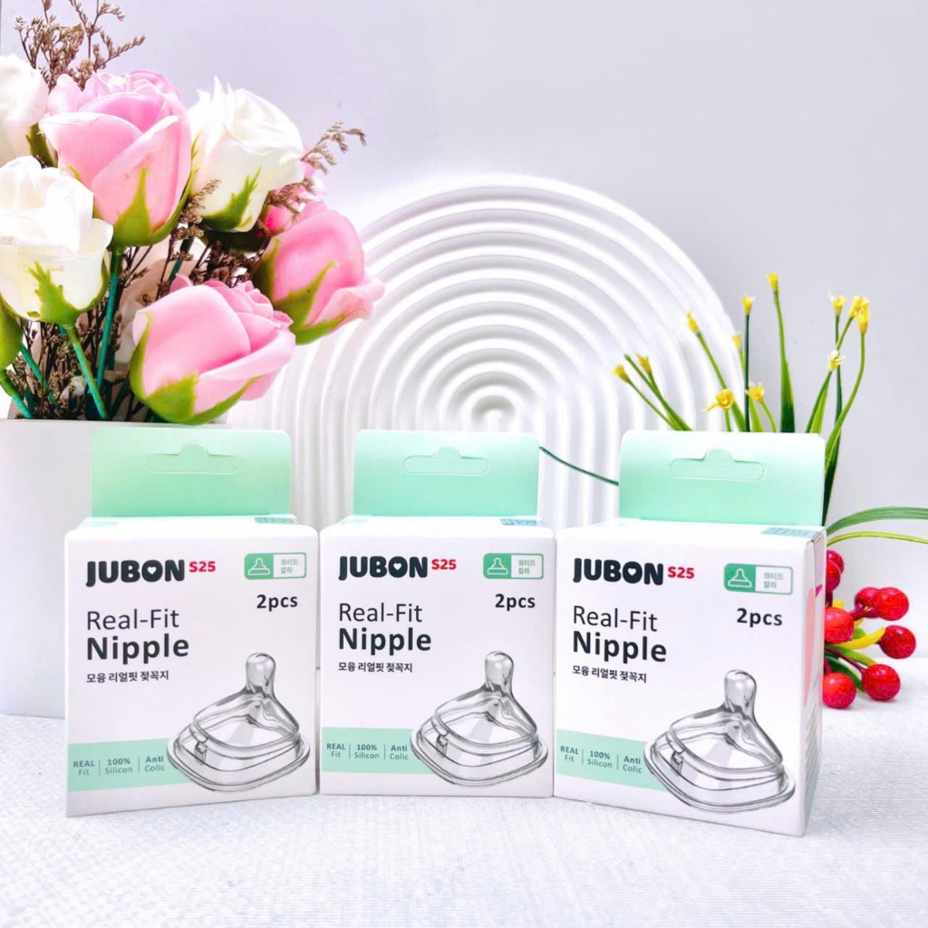 Combo Hộp 2 Núm Ti Silicon Cho Bé Jubon Thay Thế Cho Bình Heg, Jubon Và Các Loại Bình Vuông Khác NT2