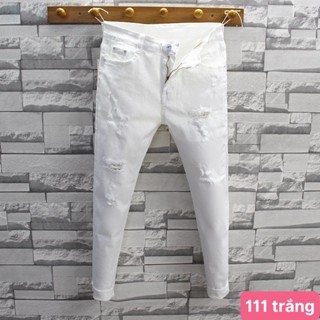 Quần jean nam trắng rách gối chất bò cao cấp co dãn 4 chiều cực đẹp, quần rin nam ngầu HADO022 KÈM NHIỀU MẪU MỚI
