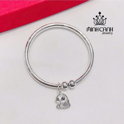 Kiềng Bạc Mix Charm Con Rắn Khắc Tên Cho Bé - Minh Canh Jewelry