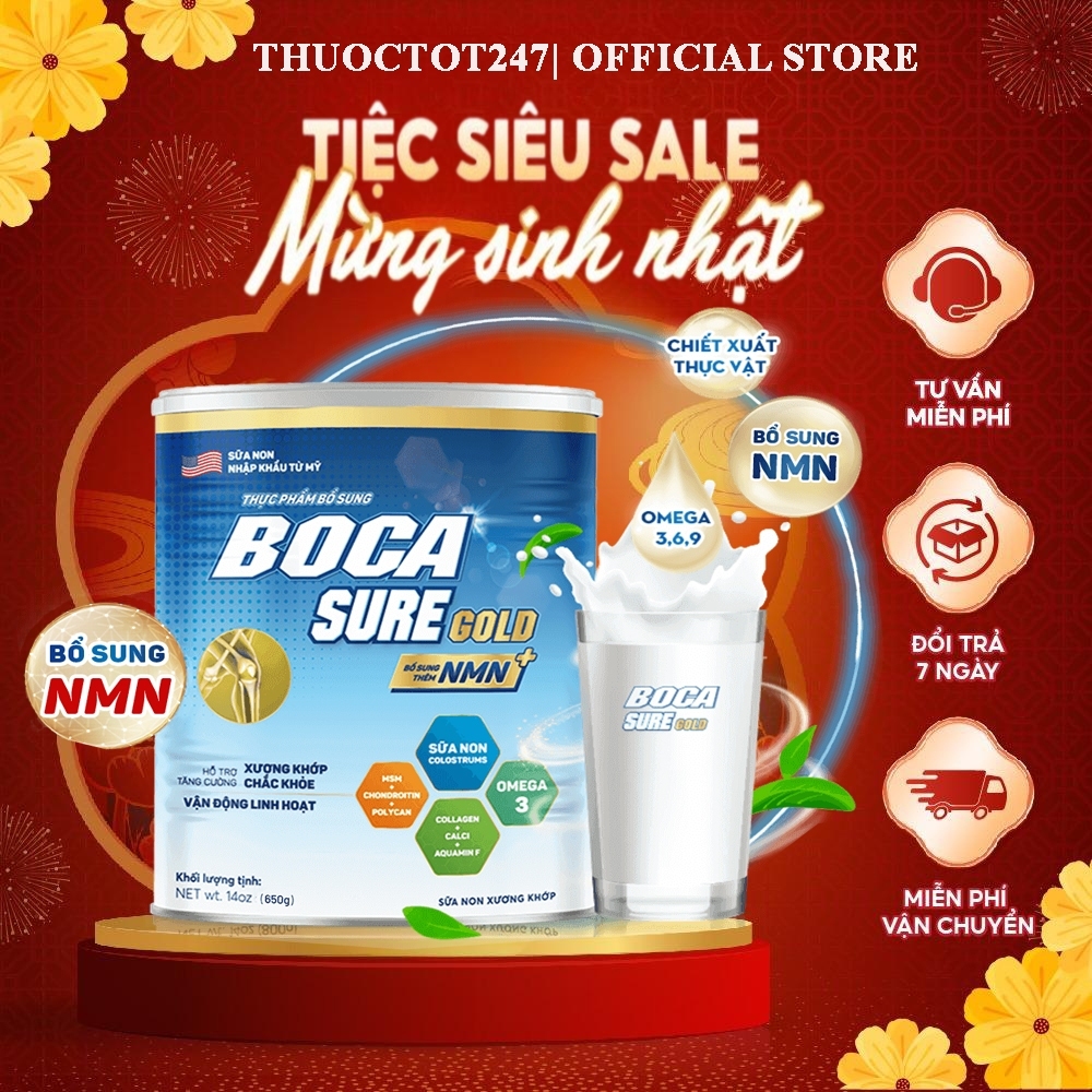 Sữa non xương khớp Boca Sure Gold hộp 650g nhập khẩu
