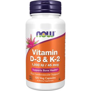Viên hỗ trợ xương khớp và tăng miễn dịch Now Vitamin D3 K2 D3 1000IU & K2 45mcg 120 viên