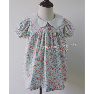 RG176_Rập giấy may váy cổ sen tay phồng