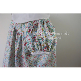 RG176_Rập giấy may váy cổ sen tay phồng