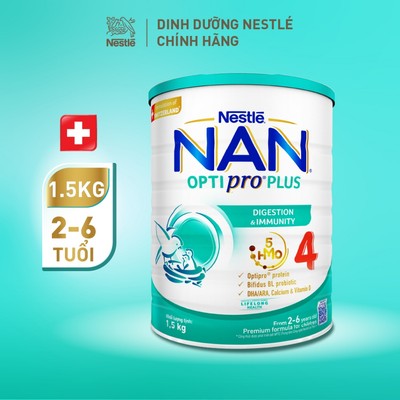 Sữa bột Nestle NAN OPTIPRO PLUS 4 1.5kg cho bé từ 2 - 6 tuổi giúp hỗ trợ tiêu hóa, đề kháng, trí não cho bé
