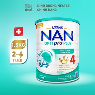 Nestlé NAN OPTIPRO PLUS 4 Sữa Bột Cho Trẻ 2-6 Tuổi, 1,5KG, Với 5HMO Và Đạm OPTIPRO Giúp Bé Tiêu Hóa Tốt, Tăng Đề Kháng
