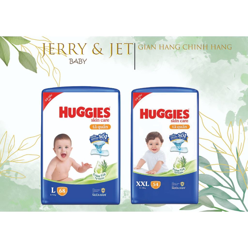 (MẪU MỚI) BỈM HUGGIES TÃ QUẦN L68/XXL54/XL60/L68+4