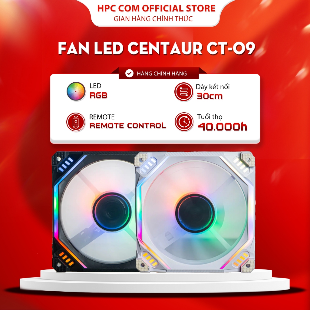 Combo 5 quạt tản nhiệt PC, fan case Led RGB Centaur CT09 - Hàng chính hãng