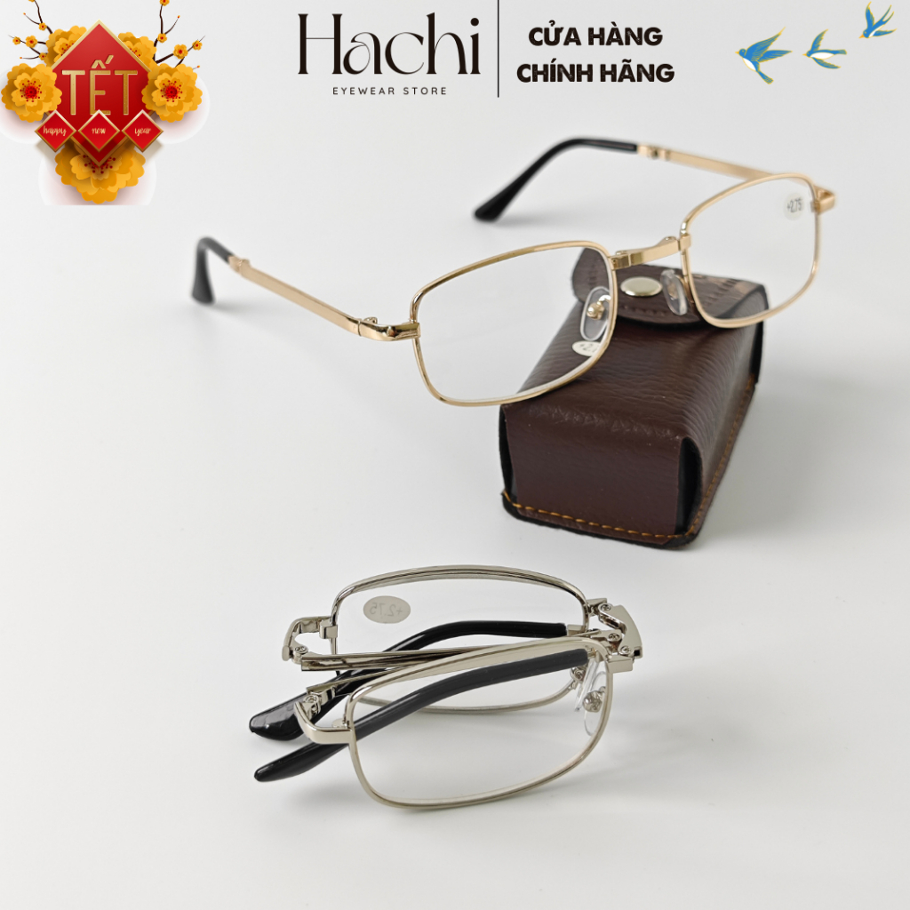 Kính Lão Gấp Gọn Hachi | Đọc Sách, Xem Tivi, Đi Đường | Gọng Kim Loại Nhẹ | Độ 0 - 4 | Cho Người Trung Niên [KL3]