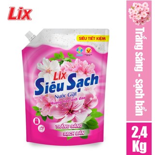 Túi nước giặt lix siêu sạch hương hoa anh đào 2.4kg n2502