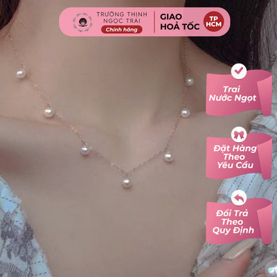 Dây Chuyền Bạc Mạ Vàng Đính Hạt Ngọc Trai 6ly Thời Trang, Tinh Tế - Ngọc Trai Trường Thịnh