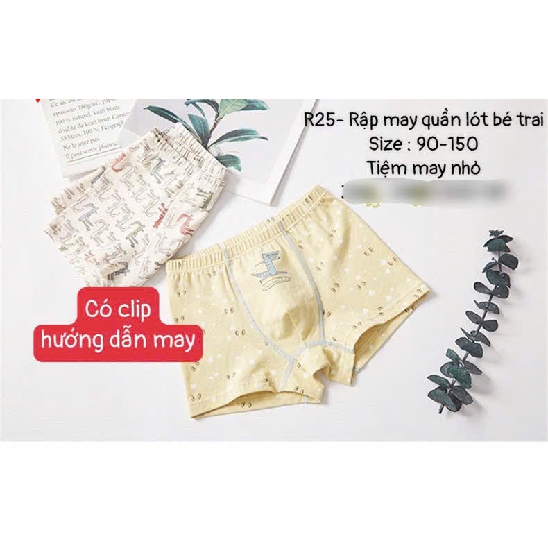 R25_ Rập giấy may quần lót bé trai